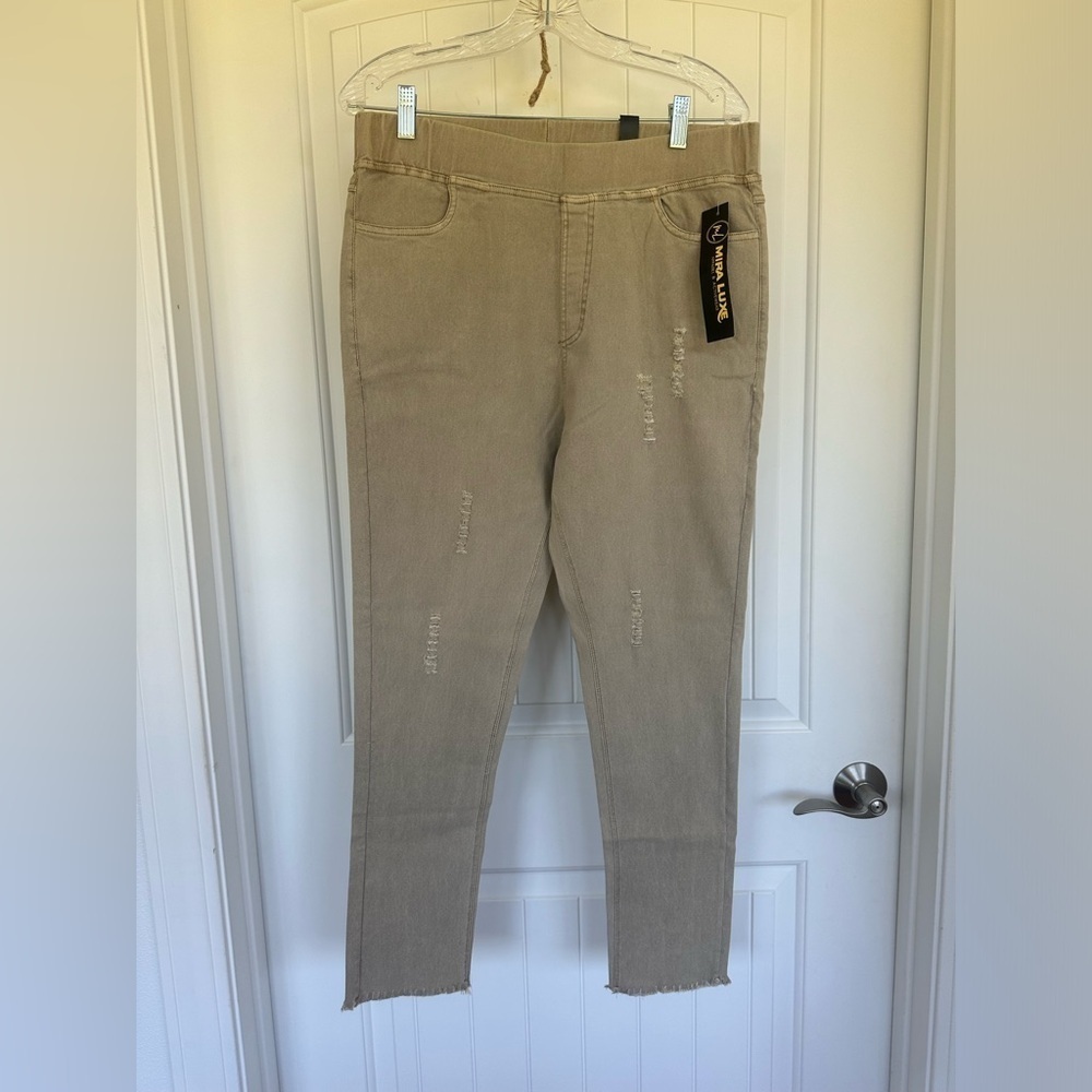 MiraLuxe Distressed Tan Jeggings-Size 2X NWTS